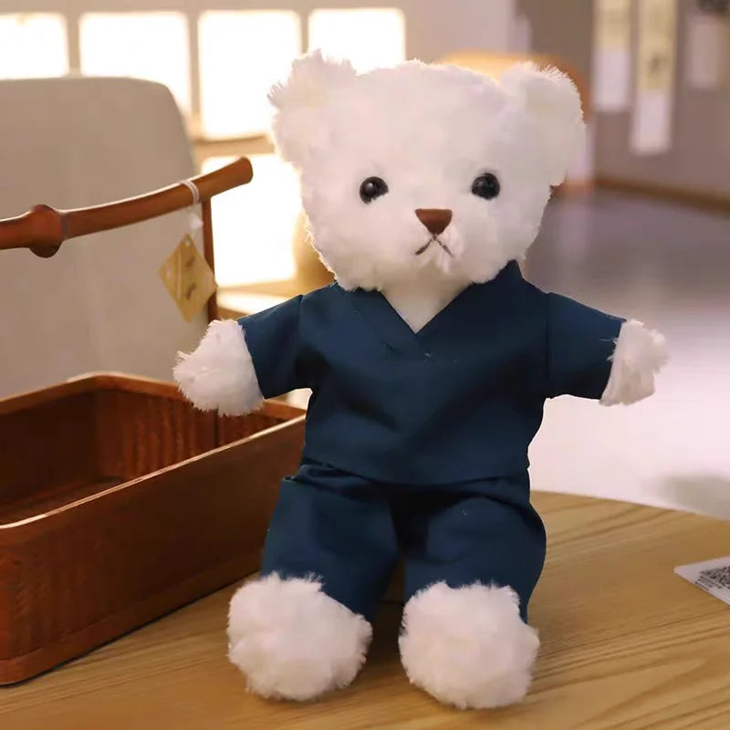 Lovely Doctor Bear White Coat Ted Bears Brown Animal Doll Soft Stuffed Plush Toy Girl Boy Birthday Christmas Gift 1pc