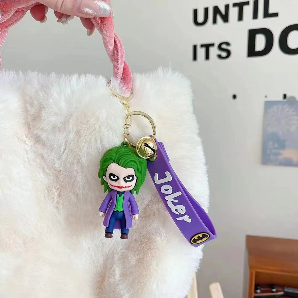 Anime Cartoon Marvel Batman Joker Image Doll Keychain Cute Halloween Series Key Ring Pendant Ornaments Jewelry Gifts for Friends