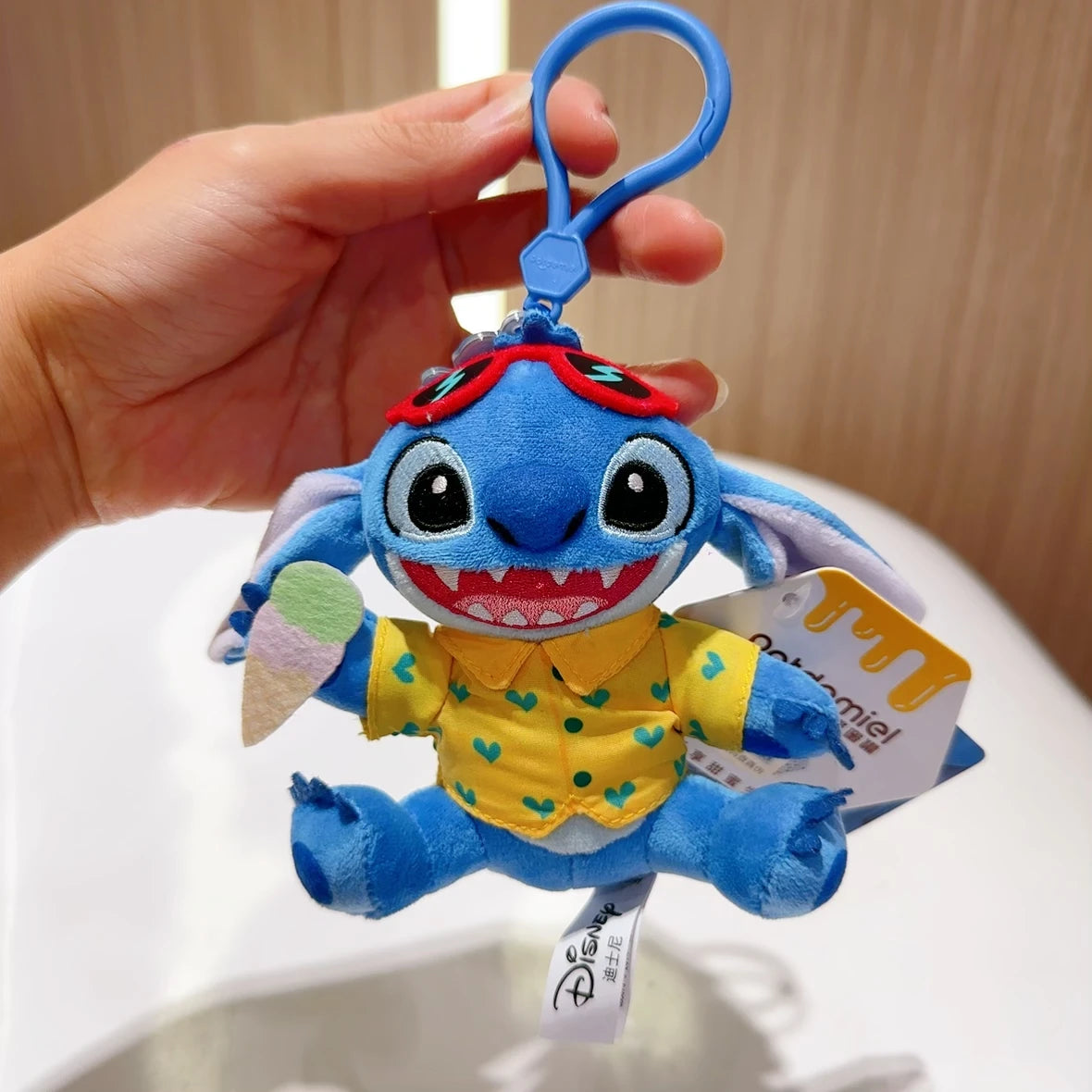 Original Disney Stitch Lotso Sullivan Woody Plush Dolls keychain Angel Stitch Mr.Q Alien Stuffed Toy Pendant Kids Birthday Gift