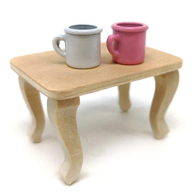 DIY Mini Wooden Table Furniture Toys 1:12 Dollhouse Miniature Accessories Doll House Decor Baby Toys