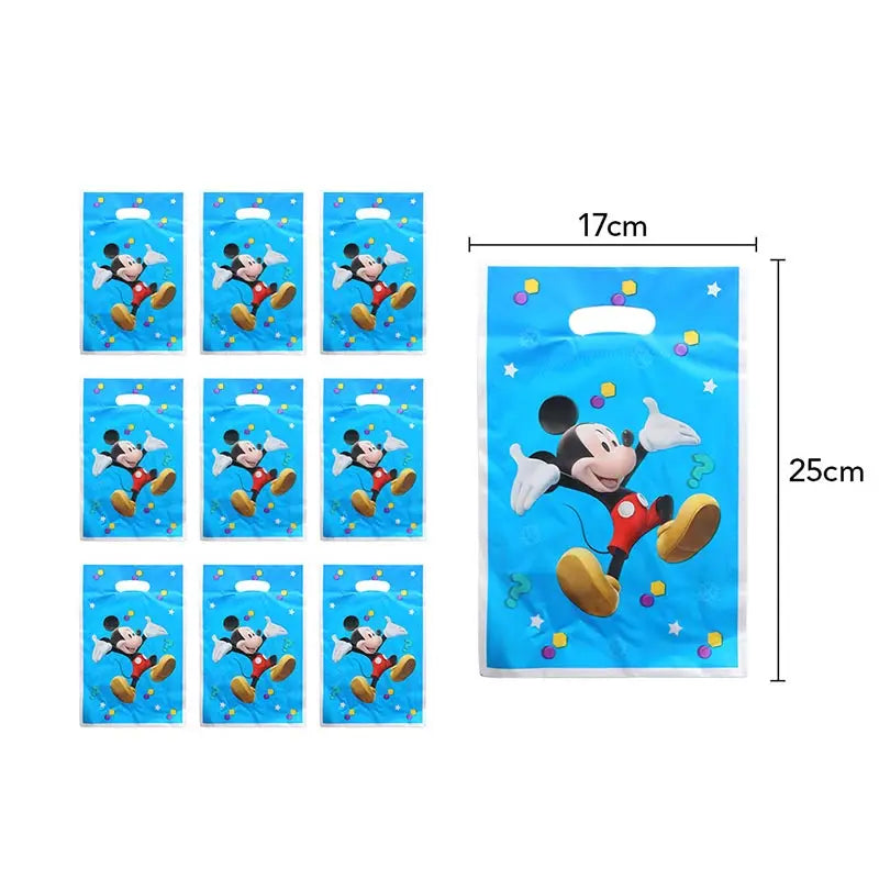 Mickey Mouse Birthday Party Decoration Blue Mickey Tableware Cups Plates Balloons Backdrop Pannents Gift Bag Kids Party Supplies