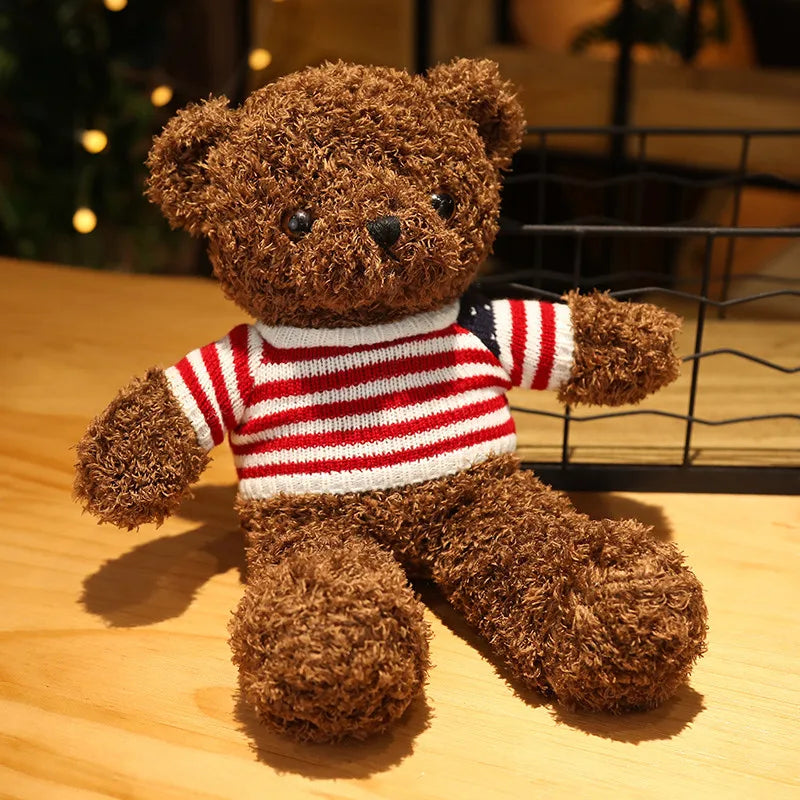 Cute Teddy Bear Plush Toy Stuffed  Animal Bear with Weater/Heart Soft Doll Kids Toys Birthday Gift