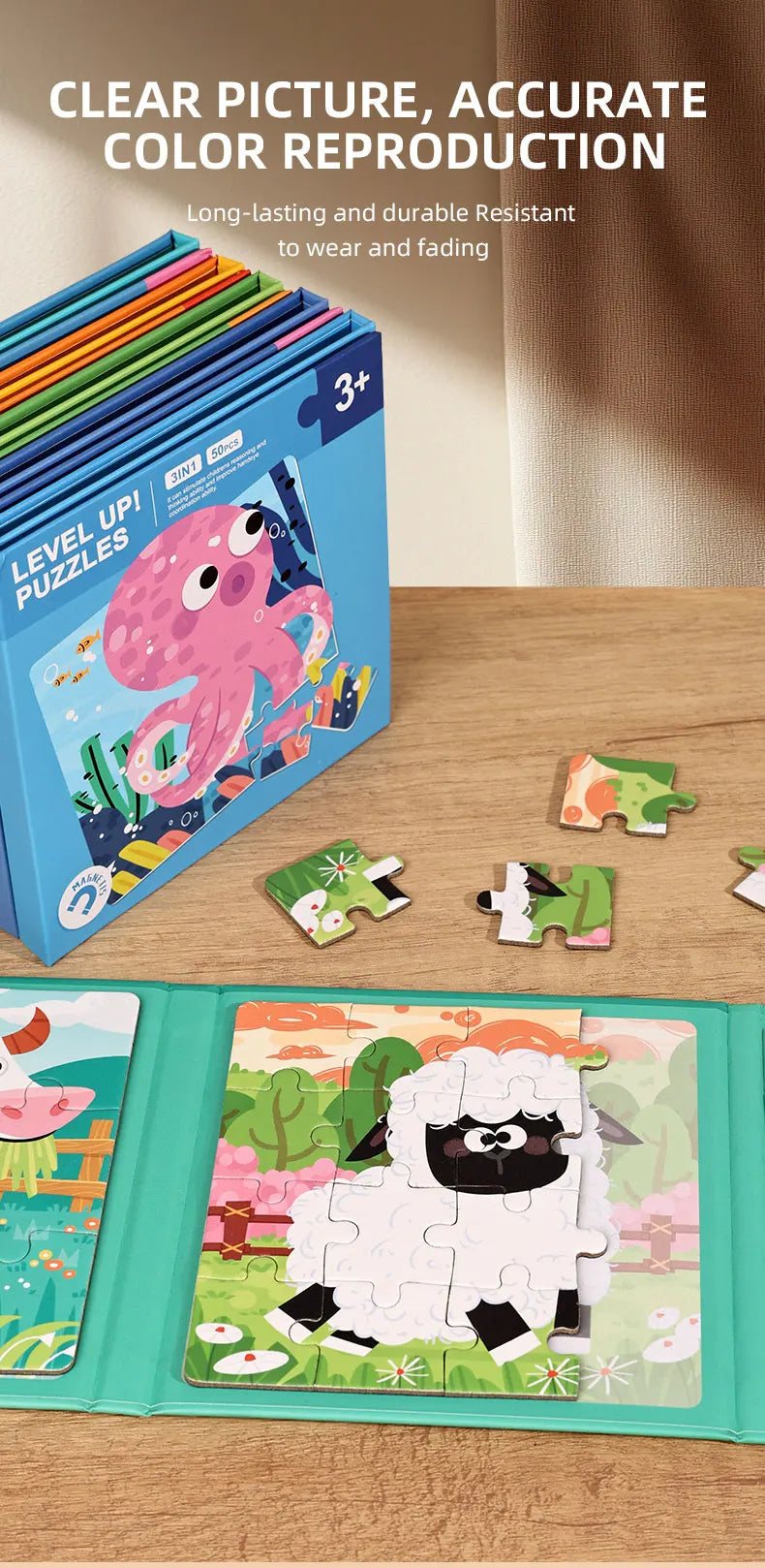 New Kids Magnetic Puzzle Games - Quiet Cartoon Animal Jigsaw Book Montessori Baby Educational Toy Early Learning Children's Gift