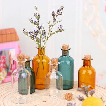 1:12 Dollhouse Miniature Mini Glass Bottle Cork Cover Storage Tiny Jar Vials Vase Decor Toy For Doll House