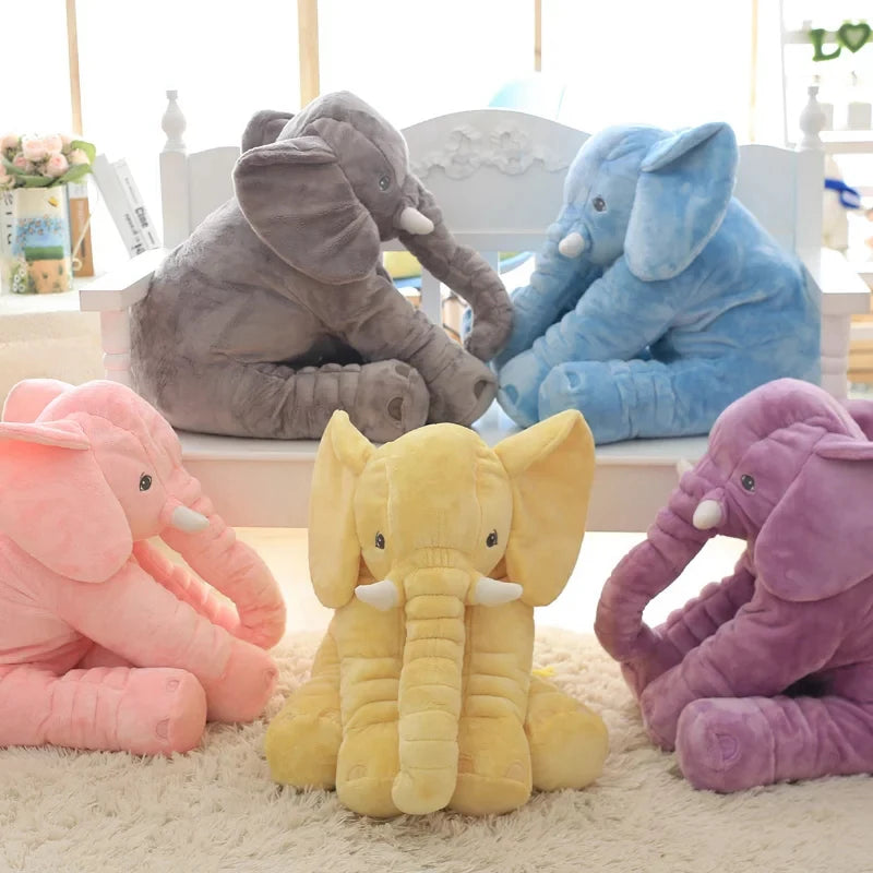 40cm 60cm 80cm Kawaii Plush Elephant Doll Toy Kids Play Back Cushion Cute Stuffed Elephant Child Accompany Doll Xmas Gift