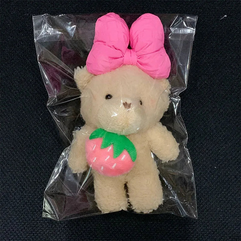 3pc/set 13cm Teddy Bear Plush Doll Animal Bear Stuffed Toy Keychain Cute Cartoon Rabbit Plush Key Ring Bag Pendant Children Gift