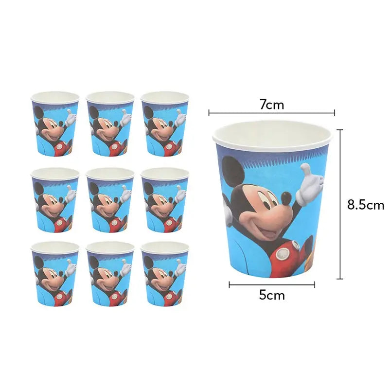 Mickey Mouse Birthday Party Decoration Blue Mickey Tableware Cups Plates Balloons Backdrop Pannents Gift Bag Kids Party Supplies
