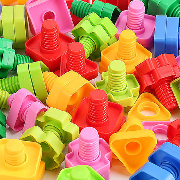 10/20pcs Set Screw Building Blocks Creative Mosaic Puzzle Toys For Children Plastic Insert Blocks Nut Shape Boys Educational Toy