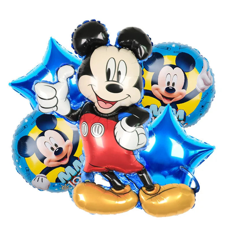 Mickey Mouse Birthday Party Decoration Blue Mickey Tableware Cups Plates Balloons Backdrop Pannents Gift Bag Kids Party Supplies