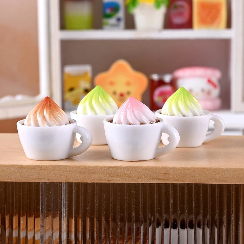 1Set 1:12 Dollhouse Miniature Cake Coffee Fork Tray Food Model Kitchen Decor Toy For Doll House Accessories Toy