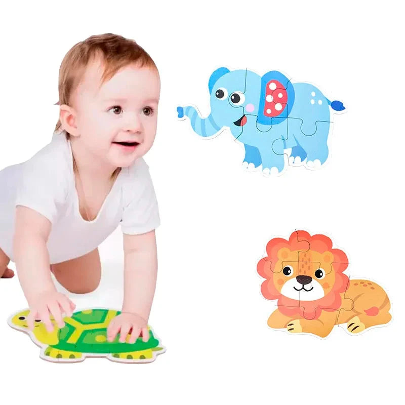 Baby Puzzle Montessori Educational Toys Wood Puzzle Animal Matching Games Iron Box Wooden Puzzles For Children Kids 2 3 4 Years