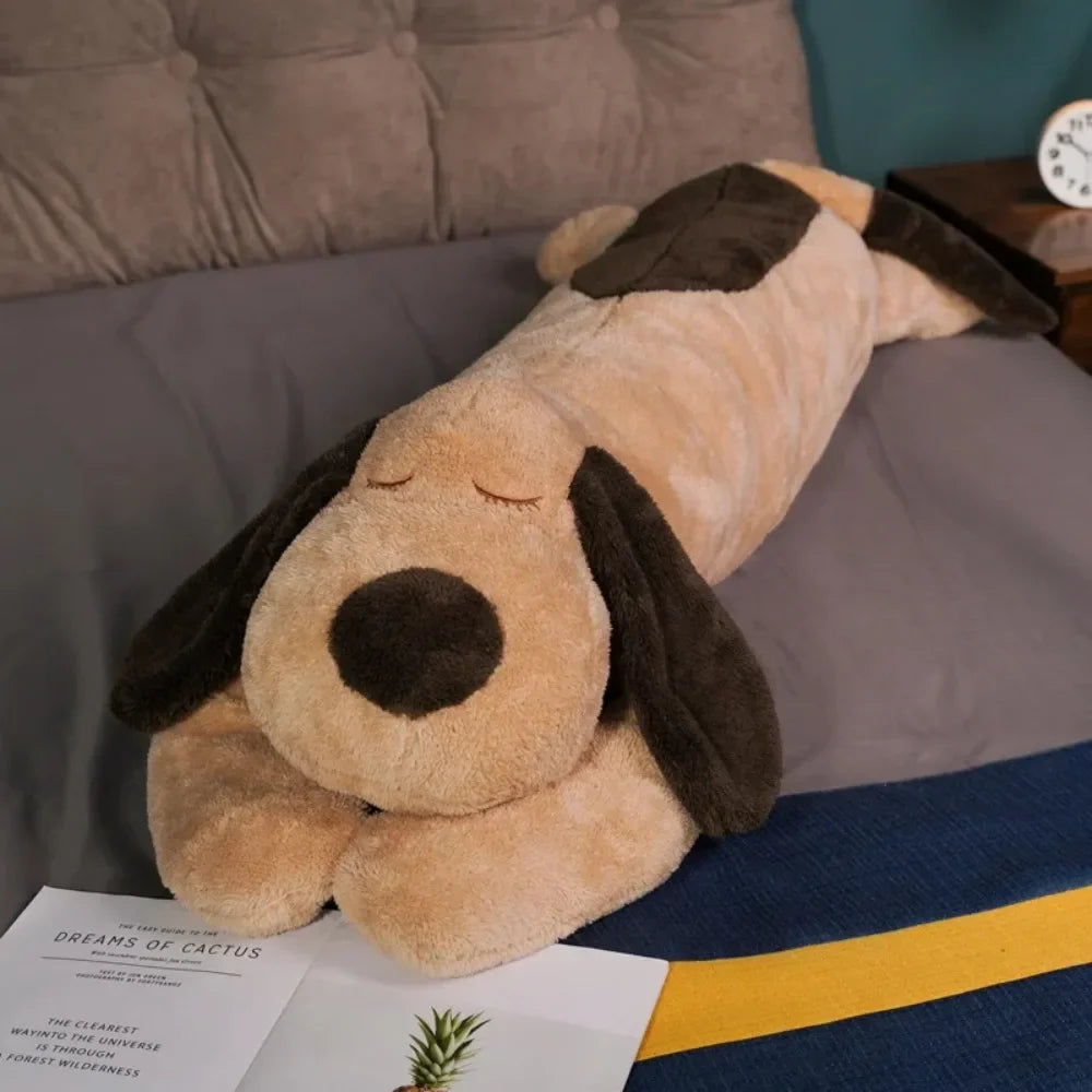 Lovely 60/110cm Plush Lying Dog Brown Sleep Accompany Down Cotton Dog Stuffed Doll Gift