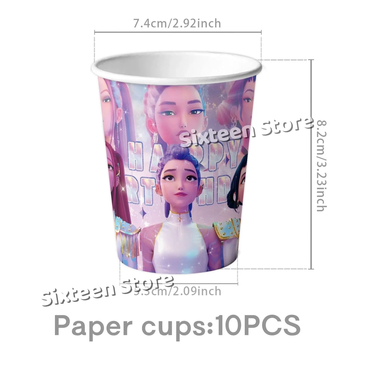 Demones Hunt Cartoon Anime Party Supplies Cutlery Set with Warrior Banner Plate Cake Topper K--Pop Cup for Birthday Party supply