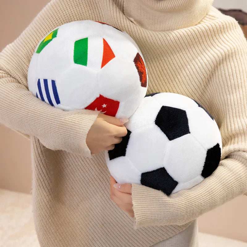 15/20/25cm Lovely Football Plush Dolls Kawaii Ball with Colorful National Flag Stuffed Soft Pillow Soccer Plushie Toy