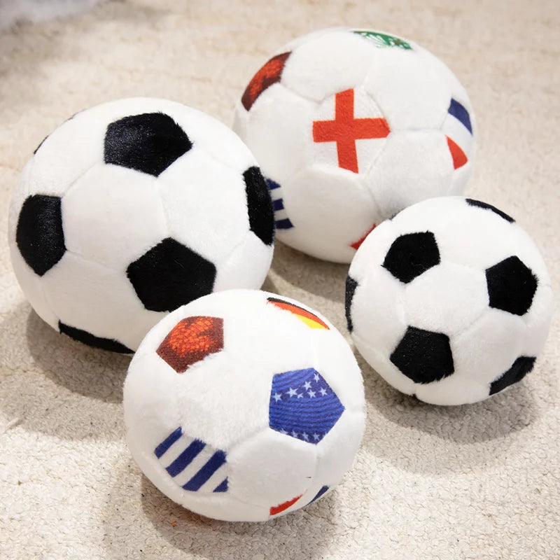 15/20/25cm Lovely Football Plush Dolls Kawaii Ball with Colorful National Flag Stuffed Soft Pillow Soccer Plushie Toy