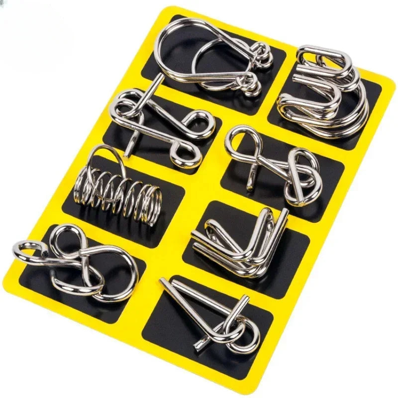 8Pcs/Set Metal Montessori Puzzle Wire Mind Brain Teaser Puzzles Children Adults Interactive Game Reliever Educational Toy