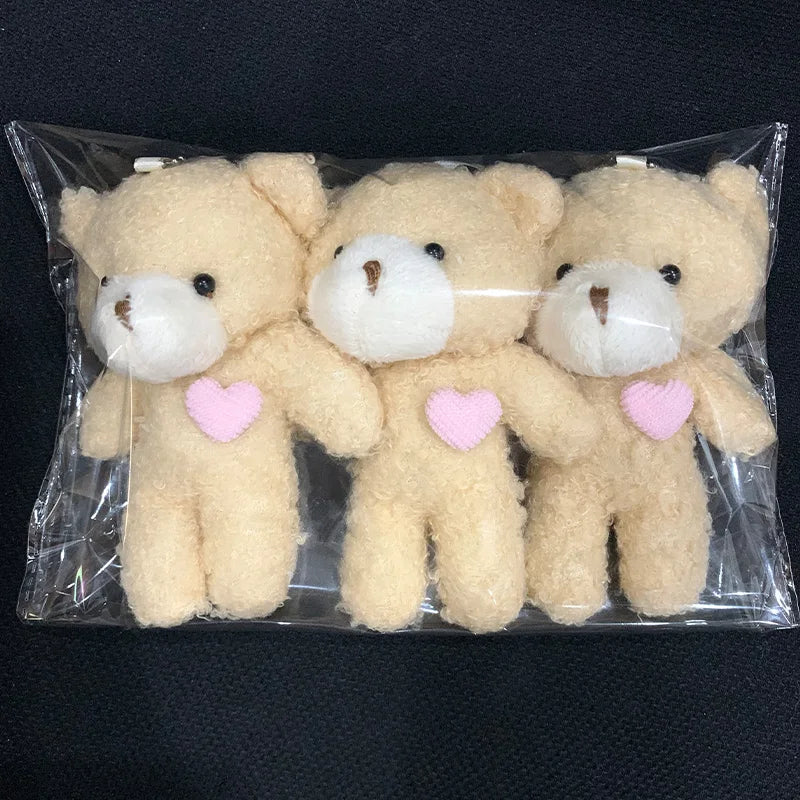 3pc/set 13cm Teddy Bear Plush Doll Animal Bear Stuffed Toy Keychain Cute Cartoon Rabbit Plush Key Ring Bag Pendant Children Gift