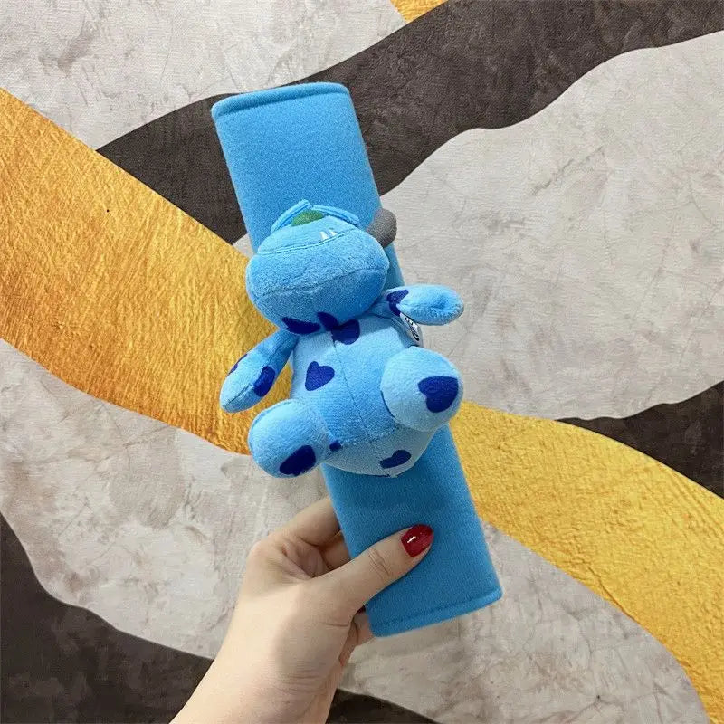 Disney Stitch Cute Angel Kawaii Cartoon Couple Car Safety Belt Shoulder Cover Doll Creative Universal Car Interior Decoration