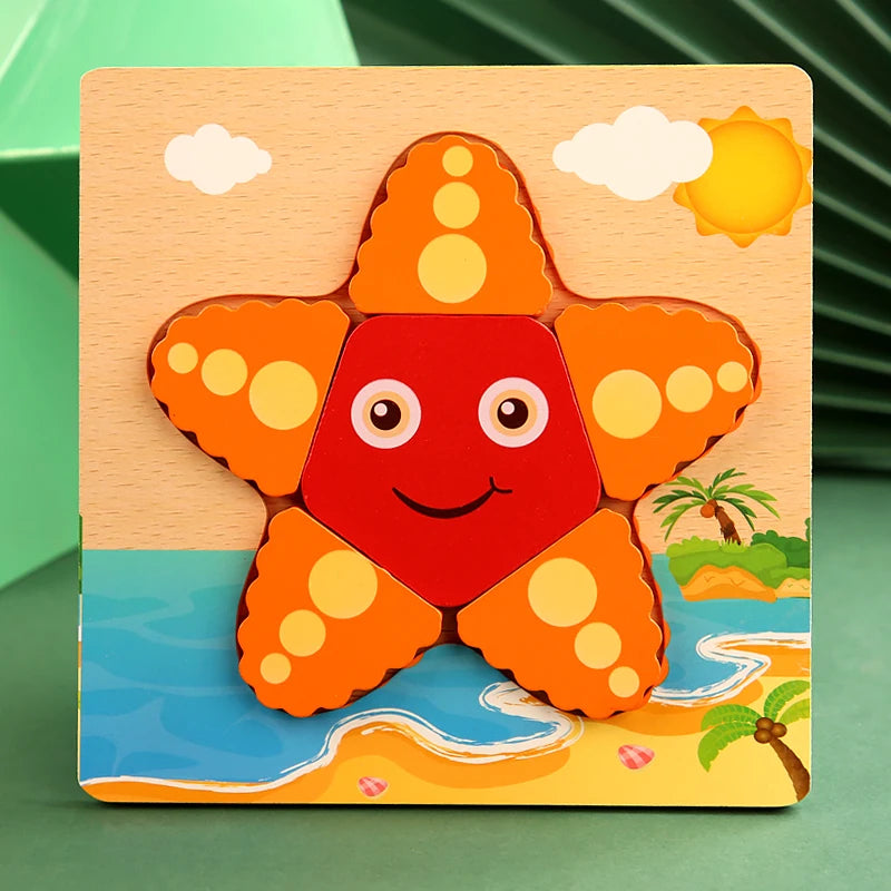 Good Quality 3D Wooden Puzzle Jigsaw for Children Cartoon Animal Puzzles Intelligence Kids Early Educational Cognitive Toys