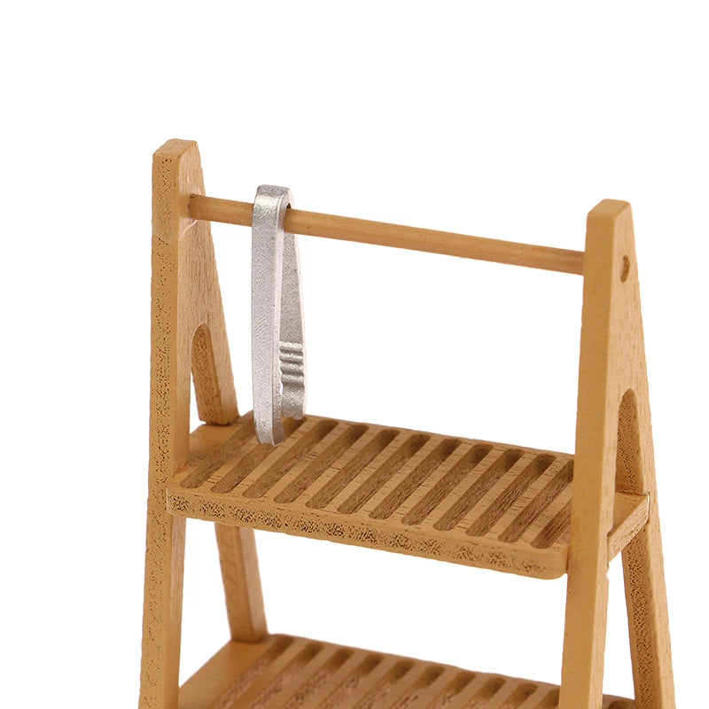 1Pcs Dollhouse Miniature furniture Display Shelf Bread Rack Cake Shelf Storage with Tongs DIY Bakery Shop Decor Doll House Toys