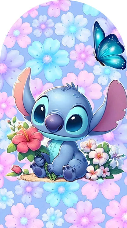 Arch Cute Stitch and Angel Theme Background Kids Birthday Party Backdrop Polyester Arch Banner Photography Props