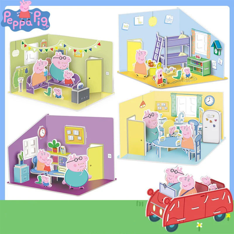 Peppa Pig Puzzle Three dimensional Children's Intelligence Enlightenment George Toys 3-6 Year Old DIY Handmade Gift
