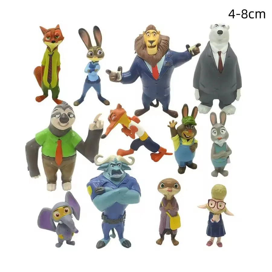 @@ 12pcs/set  Disney Zootopia Animals Action Figure Toys Rabbit Judy Hopps Fox Nick Wilde Movie Kids Gift Collection Figures