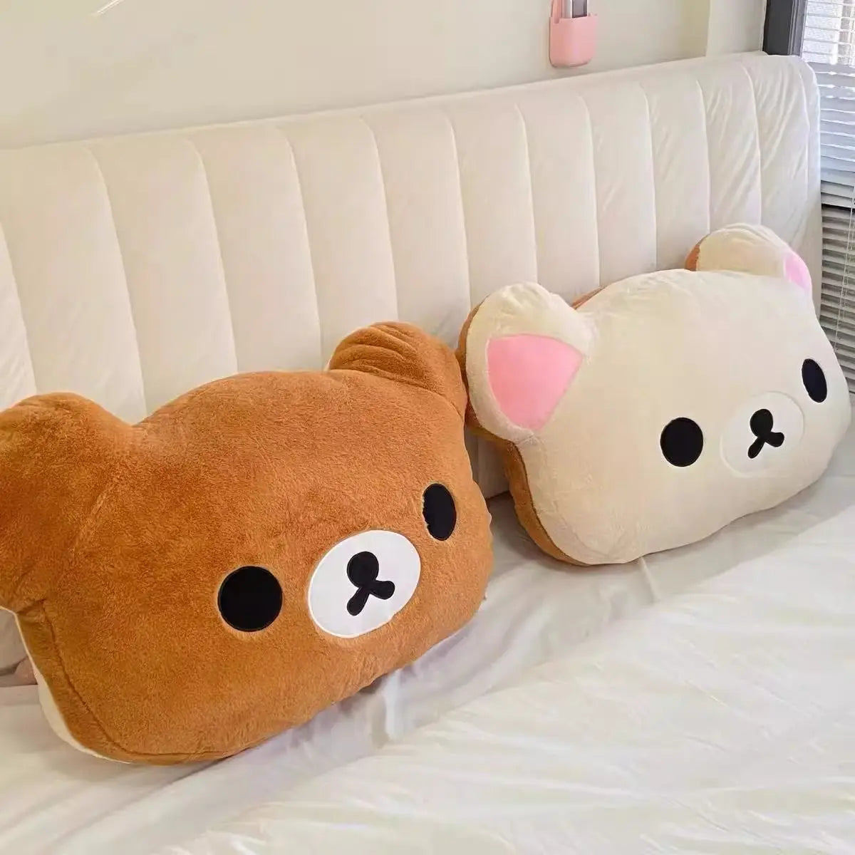 In Stock Rilakkuma Bear Plush Pillow Dual Sided Large Soft Bedside Cushion Nap Pillow Dormitory Stuffed Doll Gift For Girlfriend