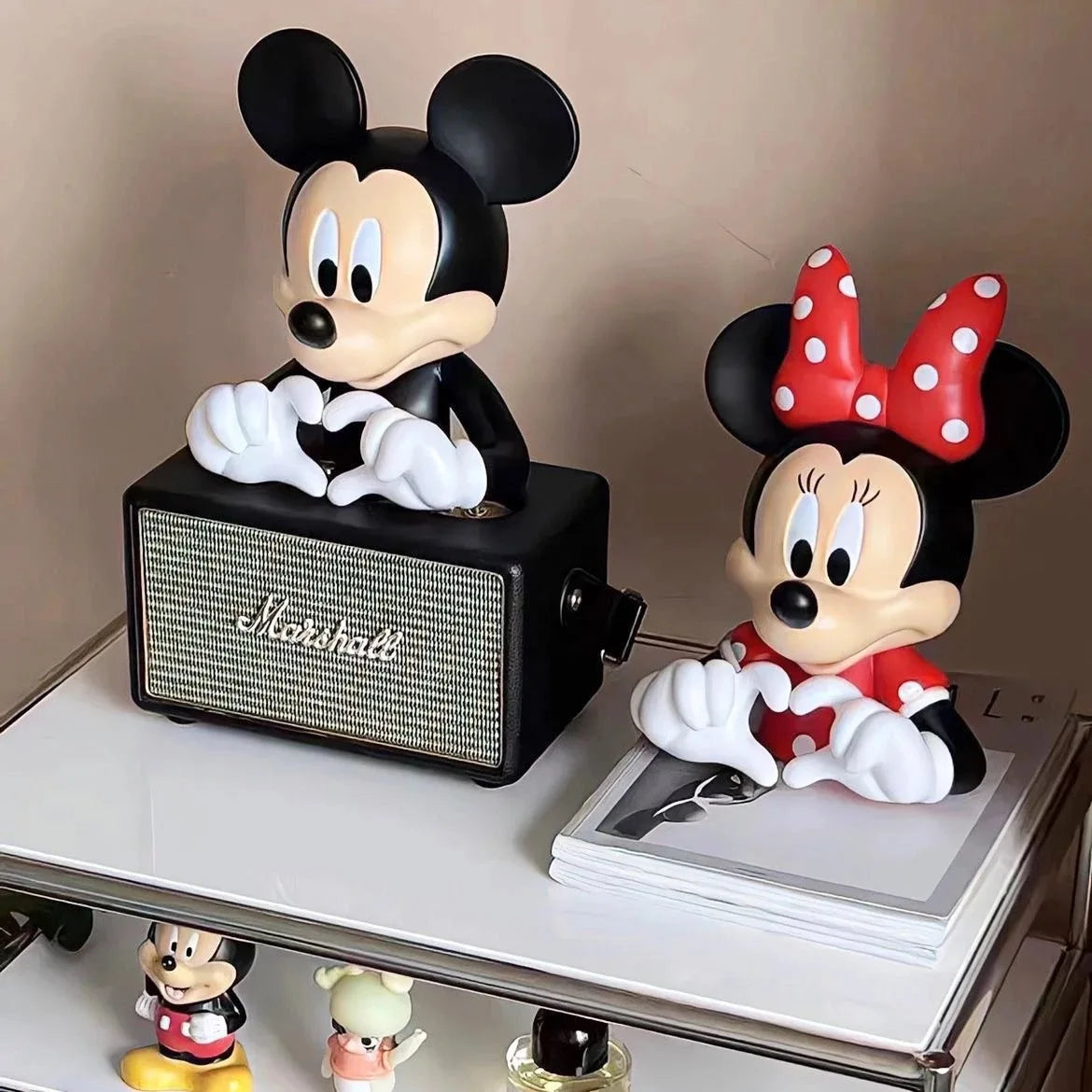 10cm New Love Mickey Mouse Minnie Figure Cartoon Pvc Suit Decoration Living Room Ornaments Model Girls Birthday Gift