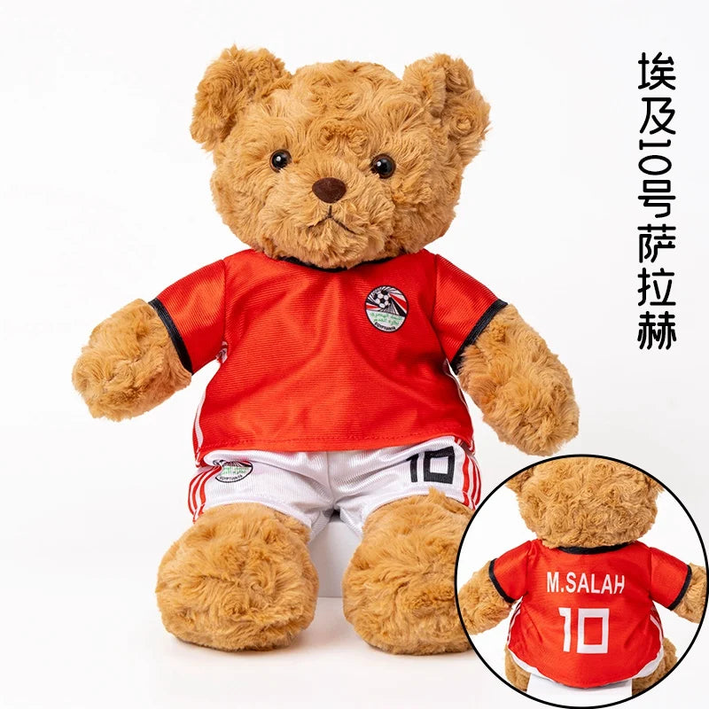 35cm Football Bear Plush Toy Cuddly Teddy Bear Soft  Stuffed Plush Animal Teddy Bear Doll Detachable jersey