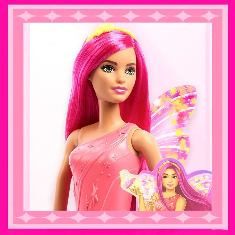New Barbie Dreamtopia Nebula Fairy Doll With Magic Wings Fancy Dress Up Outfit Girls Pretend Play Toy New Year Gift For Girls