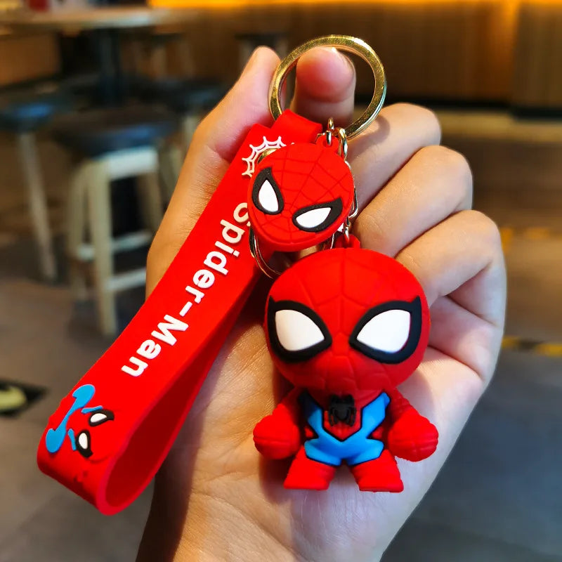 Classic SpiderMan Keychain Pendant Disney Marvel Amazing Inverted Silk Stereo Doll Car Hanging Decor Keychain Birthday Gift Toys
