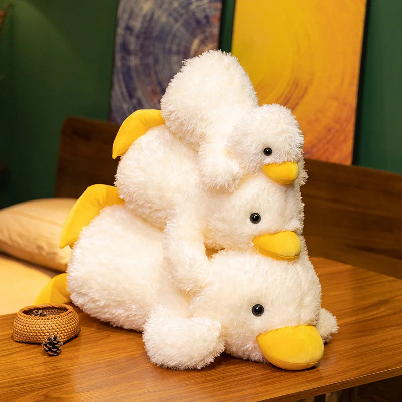 45-75CM Cute Cartoon Anime Party Pose Yellow Duck Stuffed Toy Kawaii Duck Children's Soothing Doll Pillow Handmade Birthday Gift