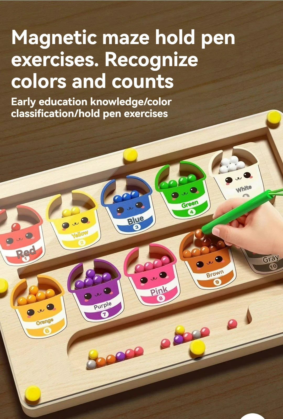 New 3D Kid Magnetic Labyrinth Ball Stem Fine Motor Skill Builder for Preschoolers Age 3-4 Interactive Early Education Puzzle Toy