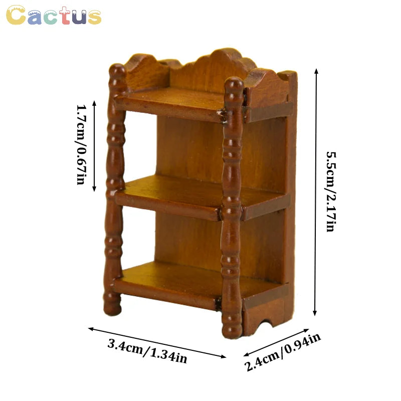 1:12 Dollhouse Miniature Wood Bedside Stand Storage Rack Nightstand Furniture Bedroom Model Decor Toy Doll House Accessories