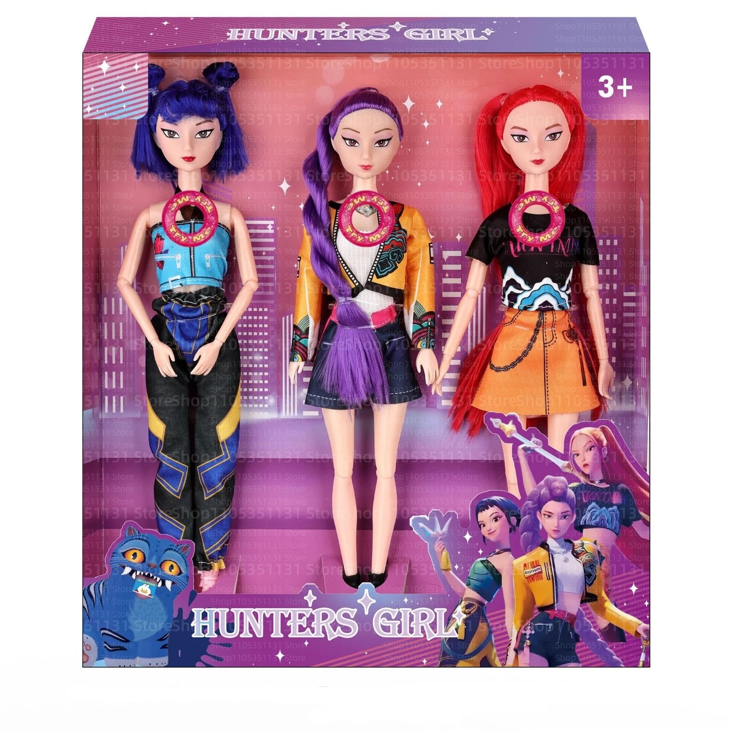 Hunters Girl Doll Rumi Mira Zoey Vinyl Figure Kpop Demon Hunters 11 Inch Posable Anime Toy with Theme Music for Kids Girl Gift