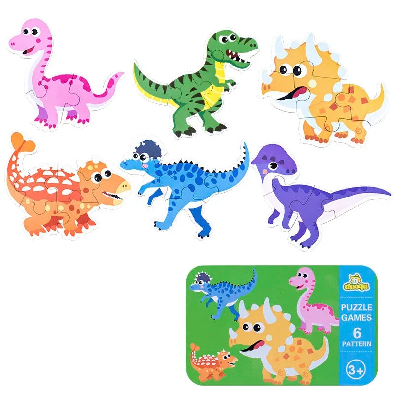 Baby Puzzle Montessori Educational Toys Wood Puzzle Animal Matching Games Iron Box Wooden Puzzles For Children Kids 2 3 4 Years