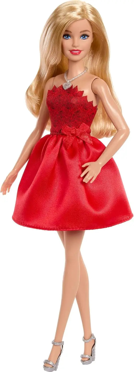 Original Barbie Dolls 80th Anniversary Red Celebration Blonde Fashionistas Blue Bow Dress Shoes Necklace Girls Toys Accessories