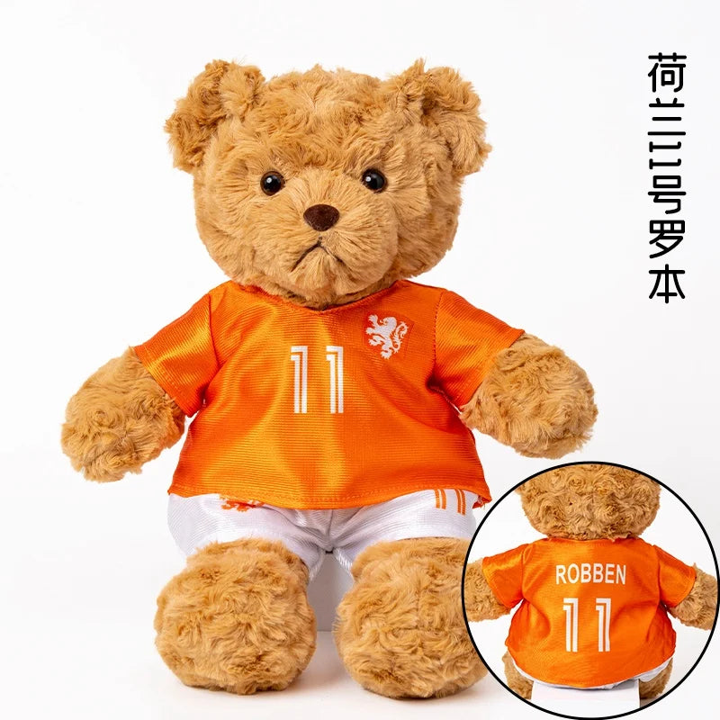 35cm Football Bear Plush Toy Cuddly Teddy Bear Soft  Stuffed Plush Animal Teddy Bear Doll Detachable jersey