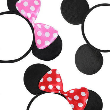 Mickey Ear Headband Hair Ornament Minnie Mickey Mouse Bow Headband Princess Hair Accessory Girls Birthday Party Gift Supplies