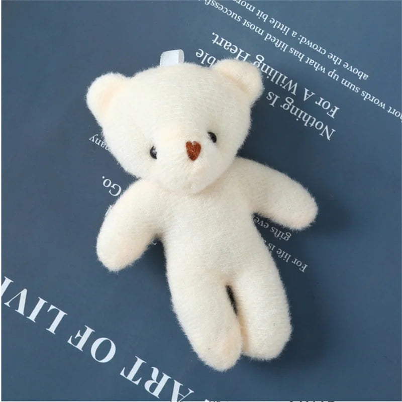10/50pcs/lot 11CM Mini Multi-function Teddy Stuffed Plush Toy Lovely White Bear Doll Toy Backpack Keychain Birthday Party Gifts
