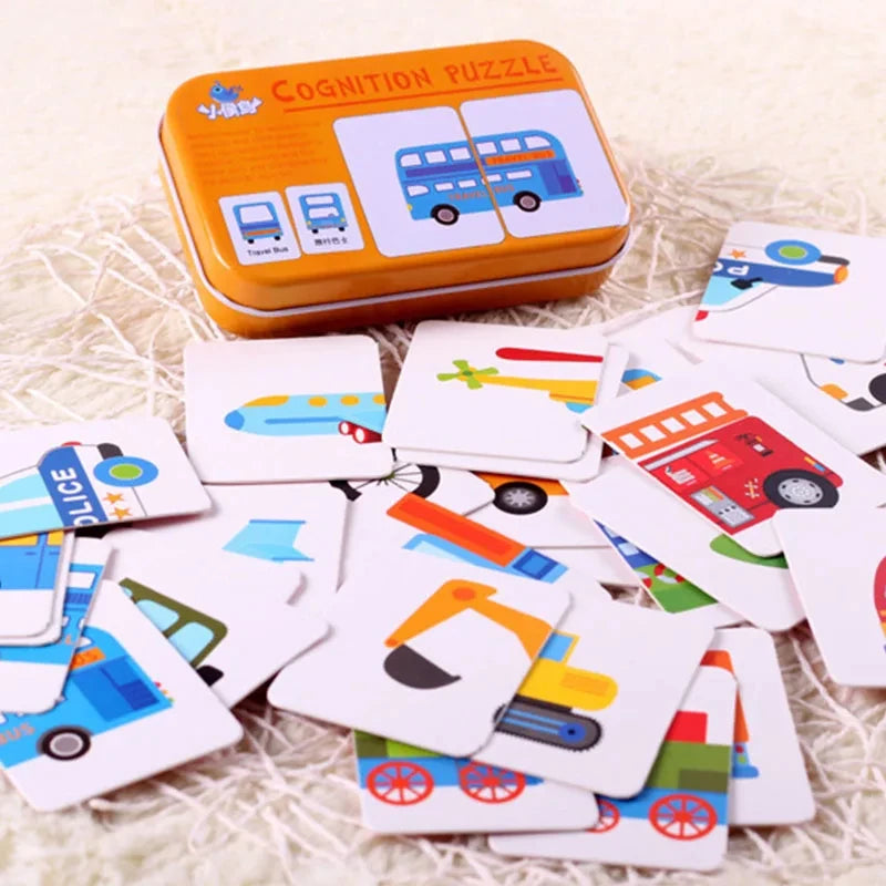 Baby Puzzle Montessori Educational Toys Wood Puzzle Animal Matching Games Iron Box Wooden Puzzles For Children Kids 2 3 4 Years