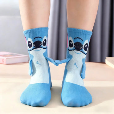 Disney 1-5pcs Stitch Crew Socks Kawaii Soft Cotton Blend for Adults Kids Daily Wear Christmas Birthday Gift