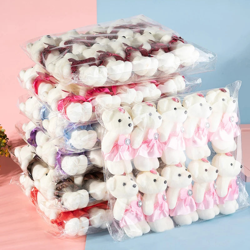 12/10Pcs/Lot Soft Stuffed Bear Plush Toys Mini Teddy Bear Dolls Toy Small Gifts Bag Pendant Teddy Doll