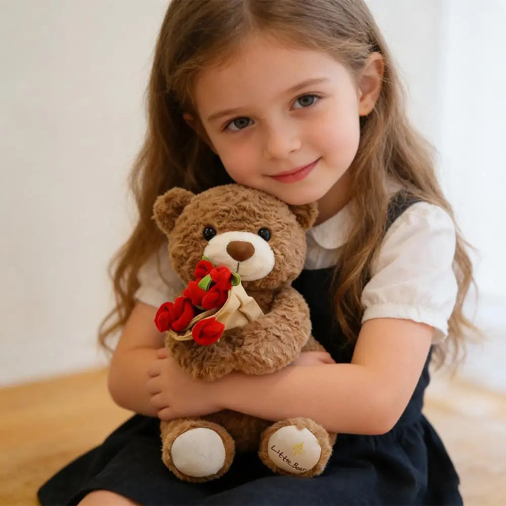 New Hot Sale Teddy Bear with Roses Plush Toy Soft Bear Stuffed Doll Romantic Gift for Lover Home Decor Girls Birthday Gift