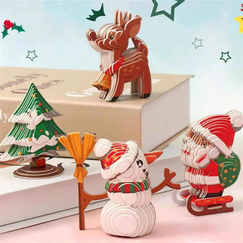 3D Merry Christmas Puzzle Children's Paper Christmas DIY Advanced Puzzle Enlightenment Kindergarten Toy Educational Toys