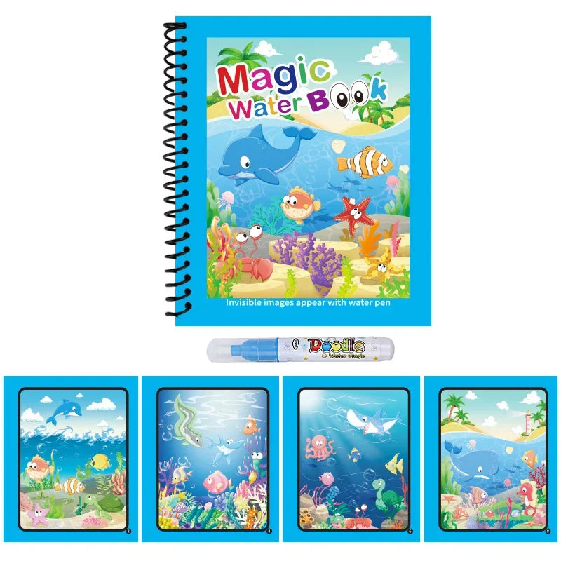 Cartoon Watercolor Painting Magic Book Kids Graffiti Coloring Water Picture Book Sensory Early Education Puzzle Drawing Toys