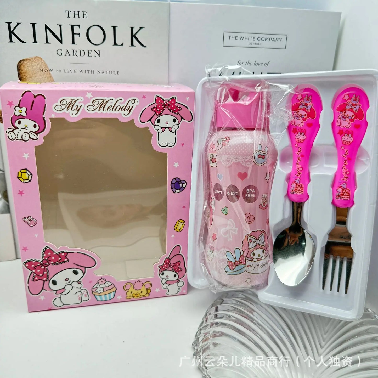 Disney Stitch Mcqueen 95 Car Water Bottle Set Cartoon Cute Children'S Spoon Fork Water Cup Kids Outdoors Portable Tableware Gift