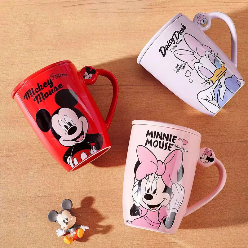 Mickey Mouse Collaboration Cartoon Mug with Lid Durable Student Drinkware Household Breakfast Milk Cup Elegant Gift Box