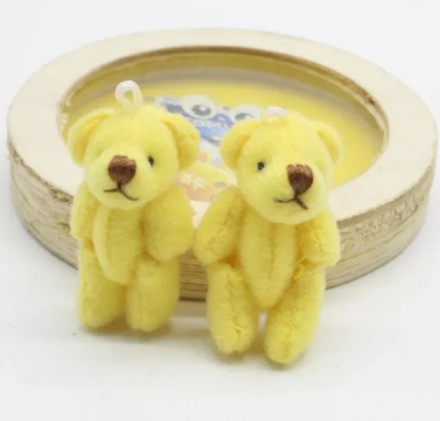 20pcs Kawaii Small Bears Plush Toys 4cm Mini Teddy Bear Stuffed Plush Dolls For Girl Keychain Joint Movable Bear Children Gift